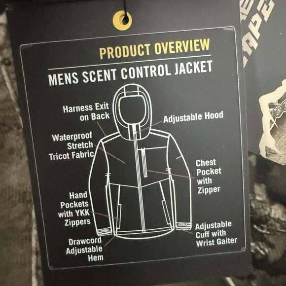 Scent Control Camo Lightweight Jacket Mens S/M Realtree Waterproof Hunting New - Picture 5 of 7